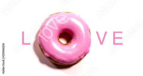 Valentine donut with pink icing