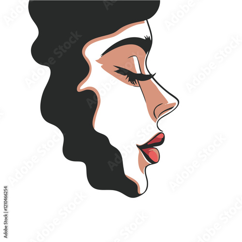 Abstract Woman Profile Side View Illustration. Vector Image