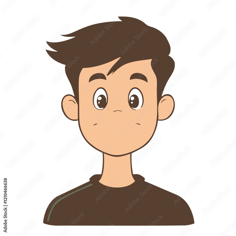Cartoon Boy Portrait Neutral Expression Illustration. Vector Image Cartoon Boy Portrait Neutral Expression Illustration. Vector Image