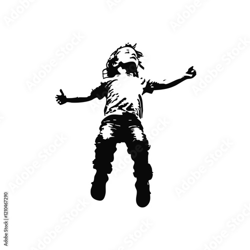 Child Falling Backwards Vector Illustration. Vector Image