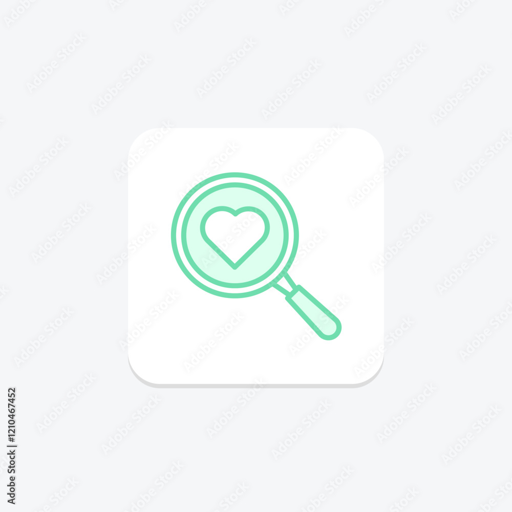 Magnifier Heart duotone line icon, vector, pixel perfect, illustrator file Magnifier Heart duotone line icon, vector, pixel perfect, illustrator file
