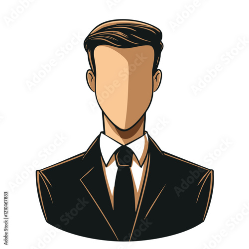 Faceless Man in Suit Vector Illustration. Vector Image