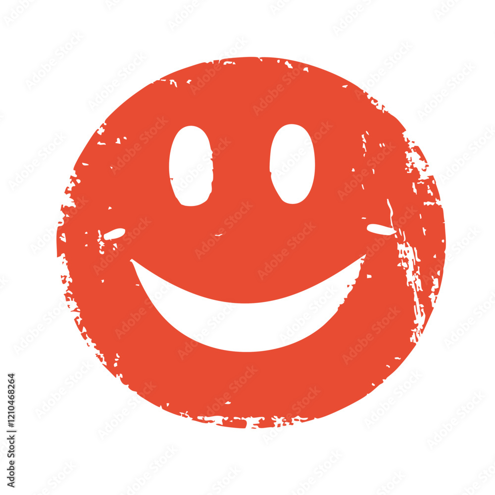 Fototapeta premium Happy Grunge Smiley Face Icon. Vector Image