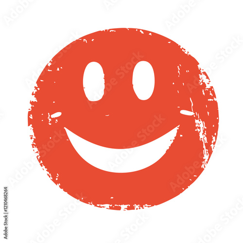 Happy Grunge Smiley Face Icon. Vector Image