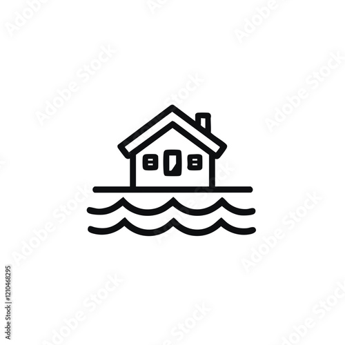 House Flood Icon Vector Illustration. Vector Image