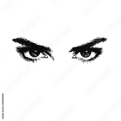 Intense Eyes Vector Illustration. Vector Image