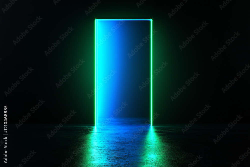 Illuminated doorway leading to a new dimension virtual reality art installation dark environment creative perspective conceptual exploration Illuminated doorway leading to a new dimension virtual reality art installation dark environment creative perspective conceptual exploration