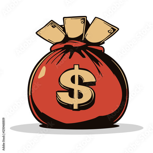Money Bag with Dollar Sign Illustration. Vector Image