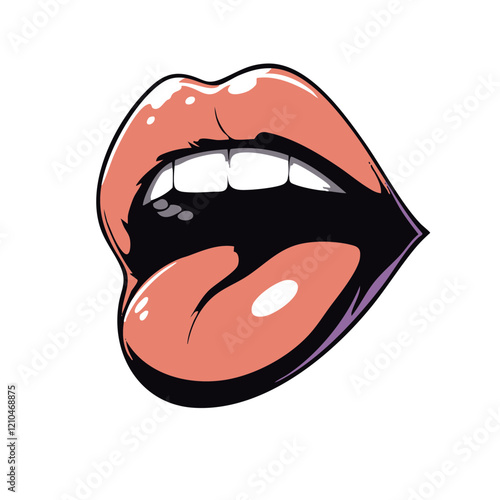 Open Mouth with Tongue Out Illustration. Vector Image