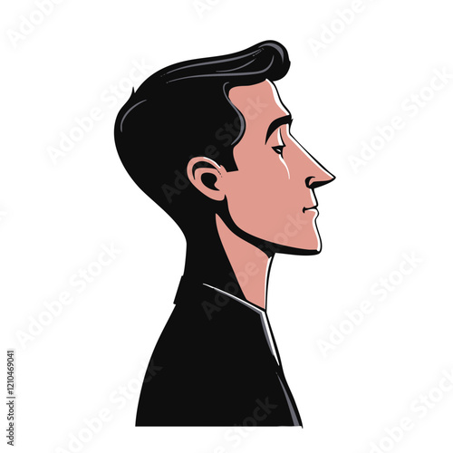 Profile View of a Man in a Suit. Vector Image