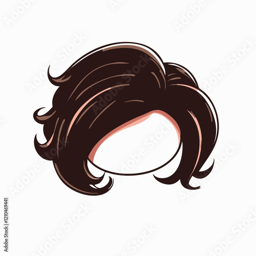 Short Brown Wavy Hairstyle Illustration. Vector Image
