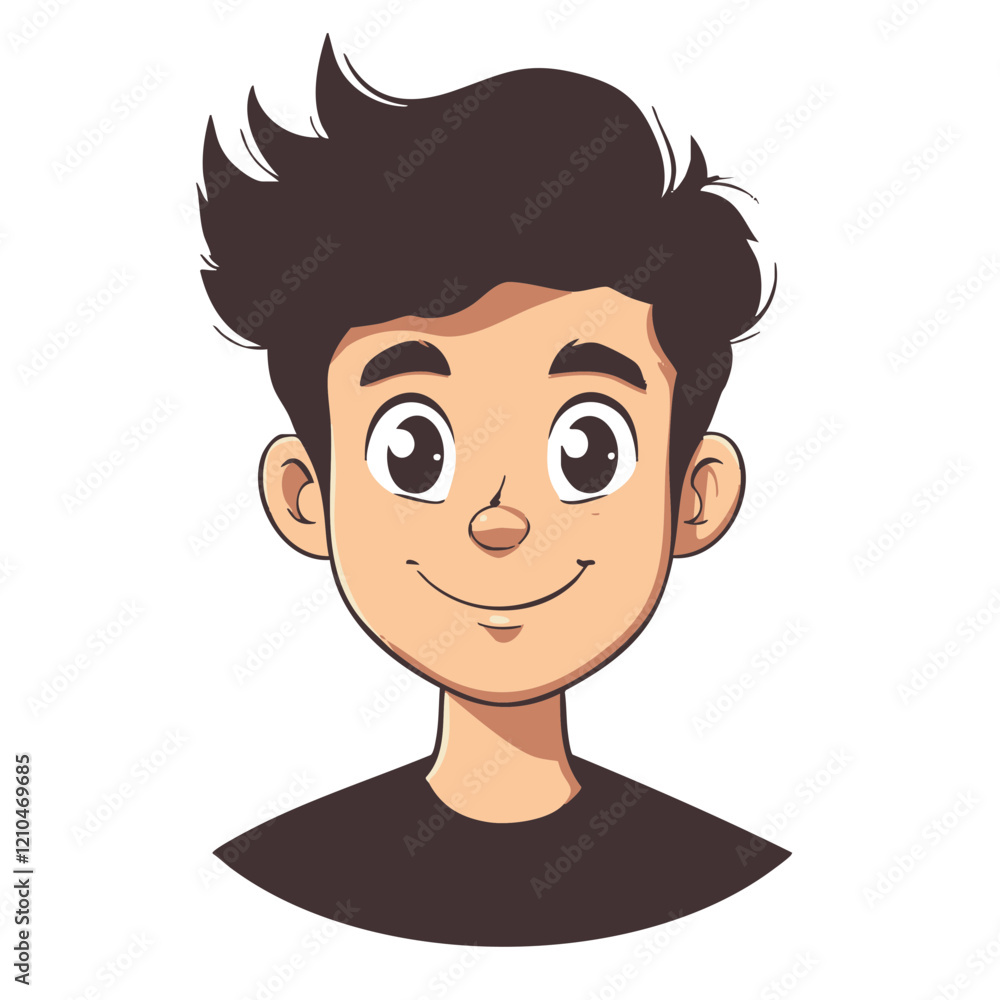 Smiling Cartoon Boy Portrait Illustration. Vector Image Smiling Cartoon Boy Portrait Illustration. Vector Image