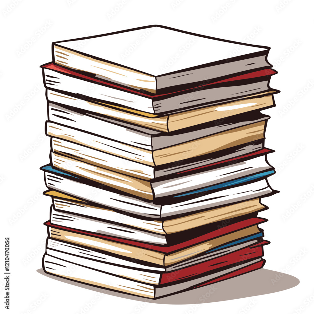 Tall Stack of Books Illustration. Vector Image Tall Stack of Books Illustration. Vector Image
