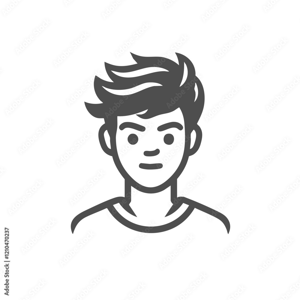Vector Illustration of a Young Mans Face. Vector Image Vector Illustration of a Young Mans Face. Vector Image