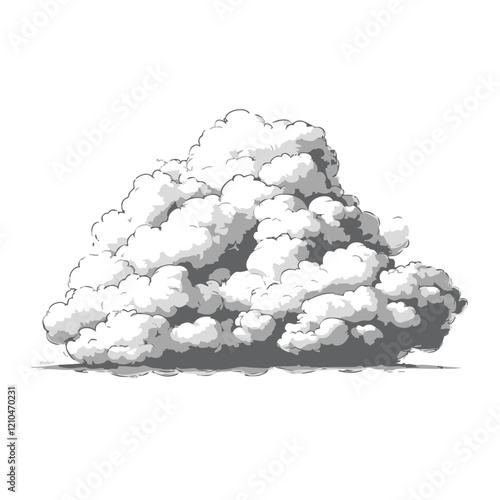 Vector Illustration of a Cumulus Cloud Formation. Vector Image