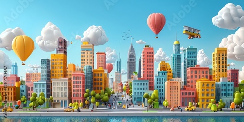 Wallpaper Mural colorful cartoon city in 3d  Torontodigital.ca