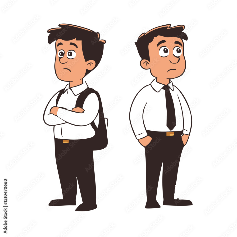 Young Man in Business Attire Two Poses. Vector Image Young Man in Business Attire Two Poses. Vector Image