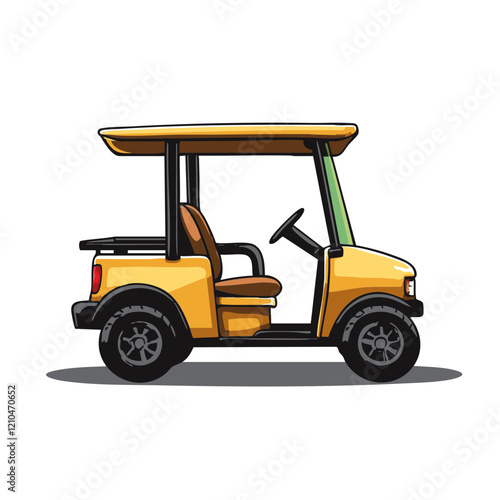 Yellow Utility Vehicle Side View Illustration. Vector Image