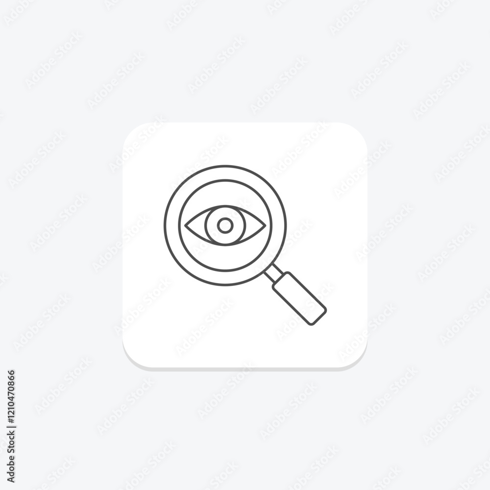 Eye Magnifying Glass thinline icon, vector, pixel perfect, illustrator file Eye Magnifying Glass thinline icon, vector, pixel perfect, illustrator file