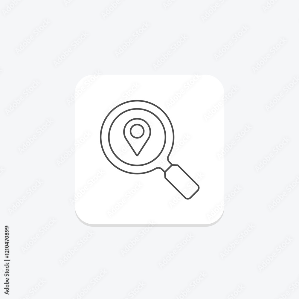 Search Location thinline icon, vector, pixel perfect, illustrator file Search Location thinline icon, vector, pixel perfect, illustrator file