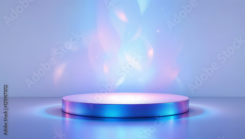 a product podium stage with a bright, illuminated background 