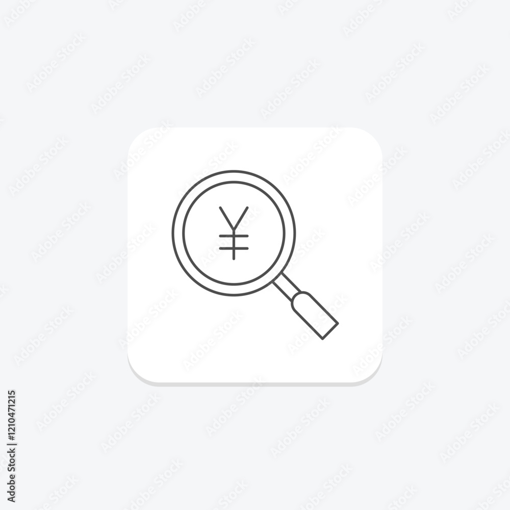 Yen Search thinline icon, vector, pixel perfect, illustrator file Yen Search thinline icon, vector, pixel perfect, illustrator file