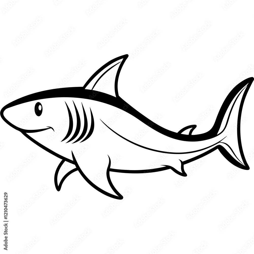 Fototapeta premium shark line art vector