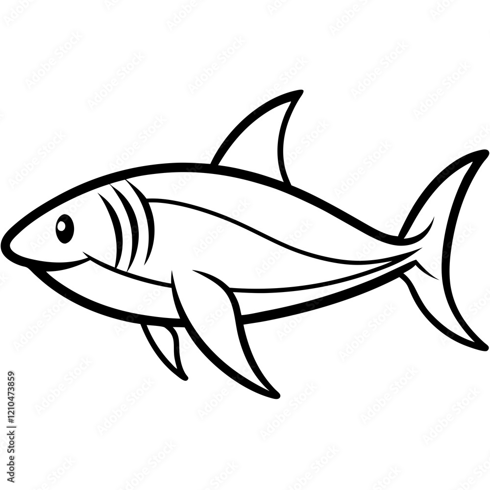 Fototapeta premium shark line art vector