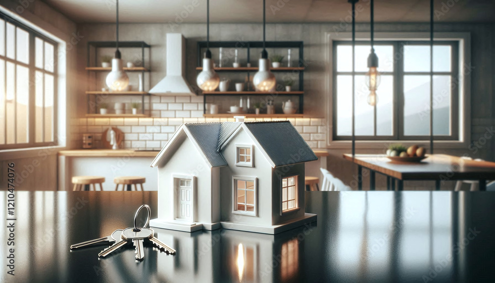 Real Estate Success with House Model and Keys