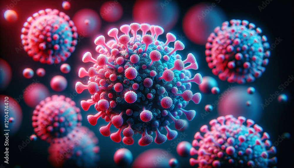 Virus Particles Under Microscope