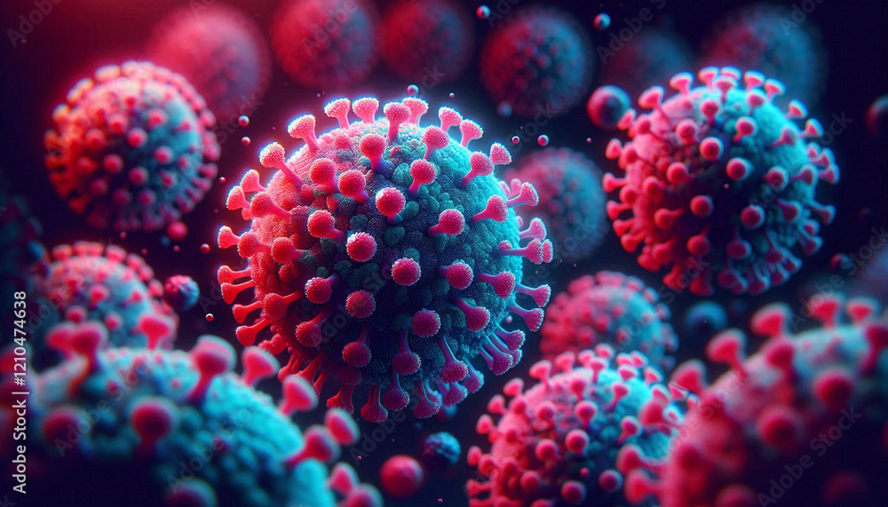 Virus Particles Under Microscope