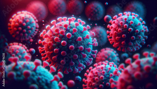 Virus Particles Under Microscope