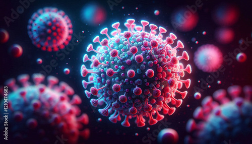 Obraz na płótnie Microscopic View of Virus Cells w salonie