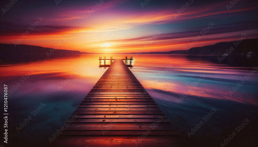 Fototapeta premium Peaceful Evening at a Lakeside Pier