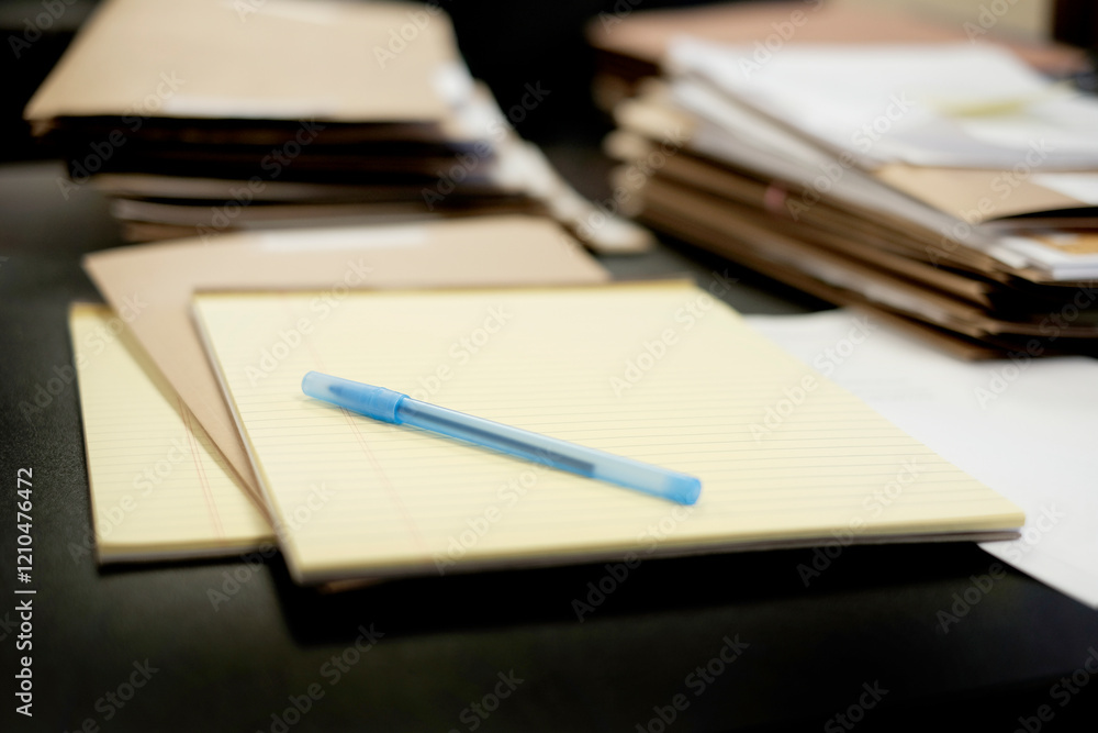 Note Pad on Desk Legal Paper with Pen Business Office Desk Note Pad on Desk Legal Paper with Pen Business Office Desk