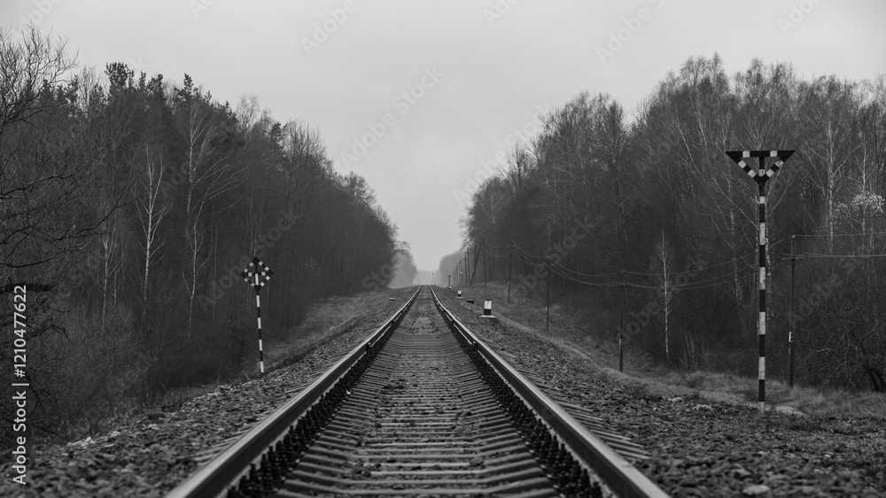 Railway track, a rail road for the transportation of passengers and goods Railway track, a rail road for the transportation of passengers and goods