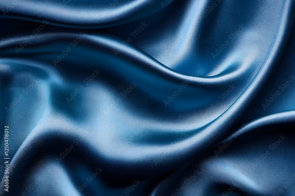 Fototapeta premium Luxurious Blue Satin Fabric with Elegant Folds and Rich Silky Texture : Generative AI