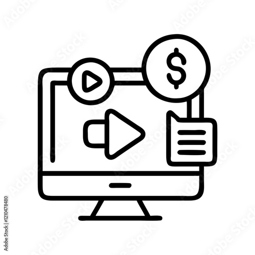 sponsored content icon, sponsored content line art - simple line art of sponsored content, perfect for sponsored content logos and icons