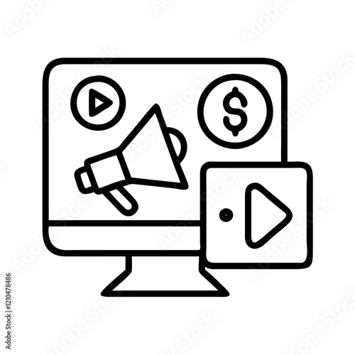 sponsored post icon, sponsored post line art - simple line art of sponsored post, perfect for sponsored post logos and icons