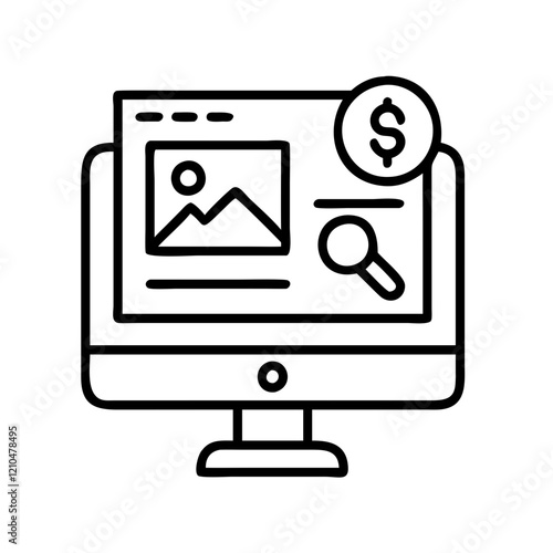 sponsored post icon, sponsored post line art - simple line art of sponsored post, perfect for sponsored post logos and icons