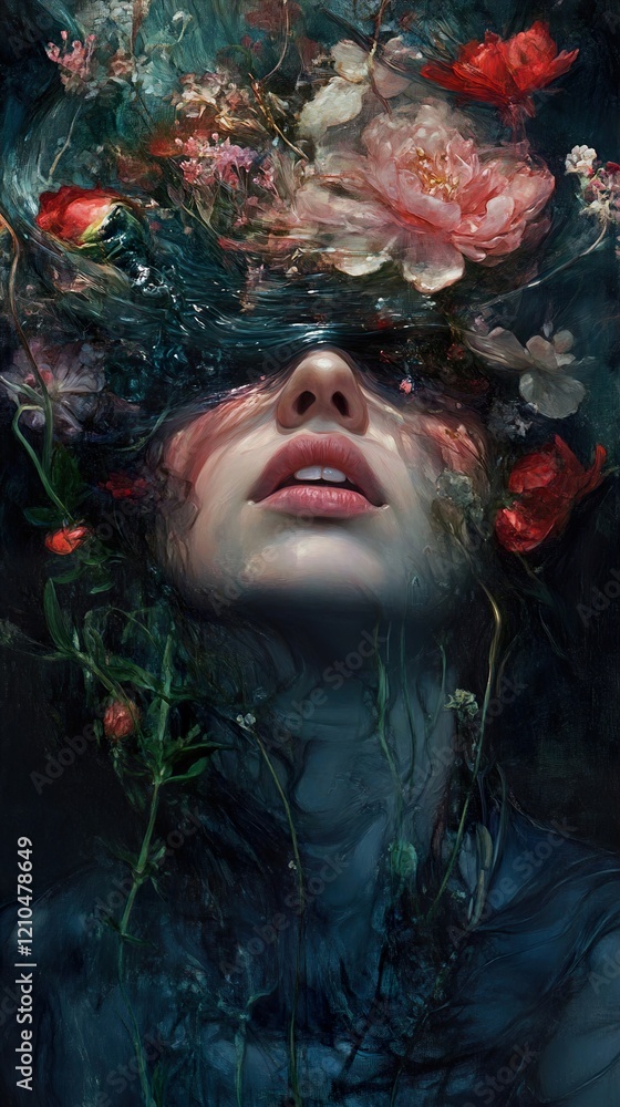 Submerged in Blooms: A Surreal Portrait Submerged in Blooms: A Surreal Portrait