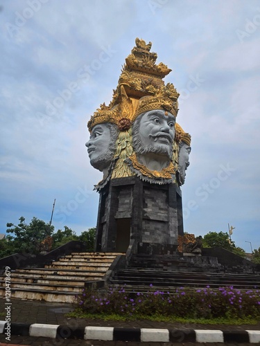 Catur Muka Statue at Port of Benoa, Bali roundabout with religious statue photo