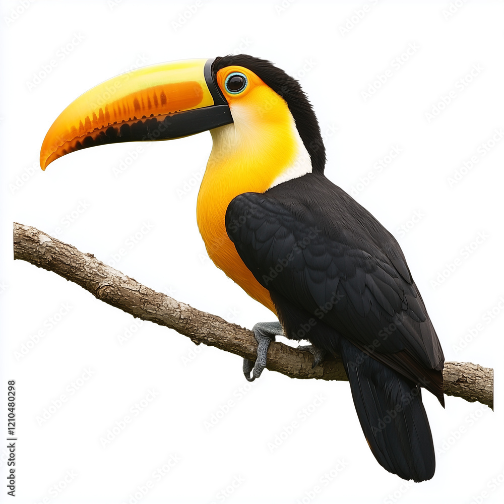 yellow billed hornbill on white background yellow billed hornbill on white background
