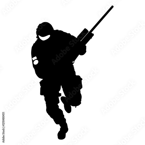 Modern soldier running 