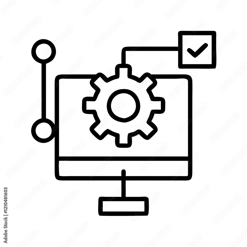 system testing icon, system testing line art - simple line art of system testing, perfect for system testing logos and icons system testing icon, system testing line art - simple line art of system testing, perfect for system testing logos and icons