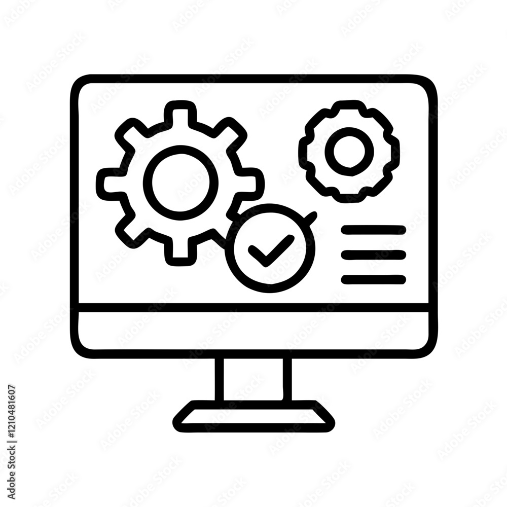 system testing icon, system testing line art - simple line art of system testing, perfect for system testing logos and icons system testing icon, system testing line art - simple line art of system testing, perfect for system testing logos and icons