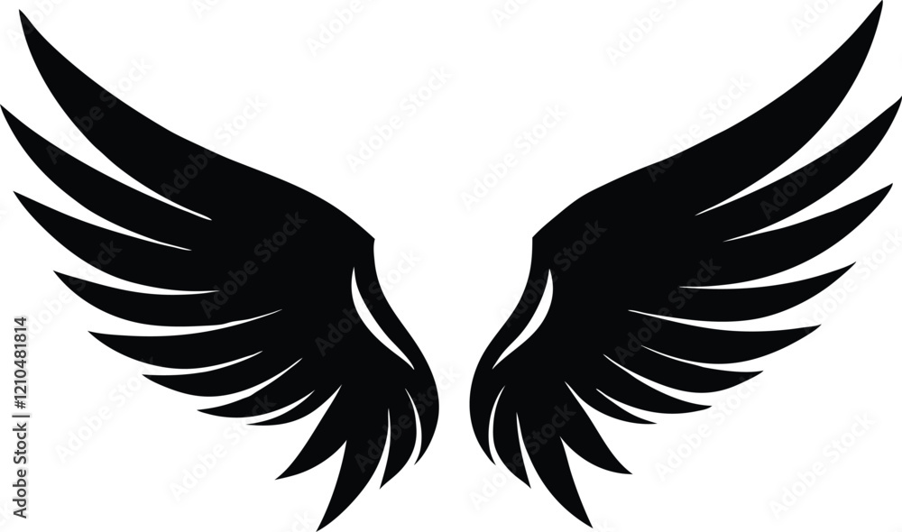 Angel wings silhouette,Angel wings black vector icon Angel wings silhouette,Angel wings black vector icon