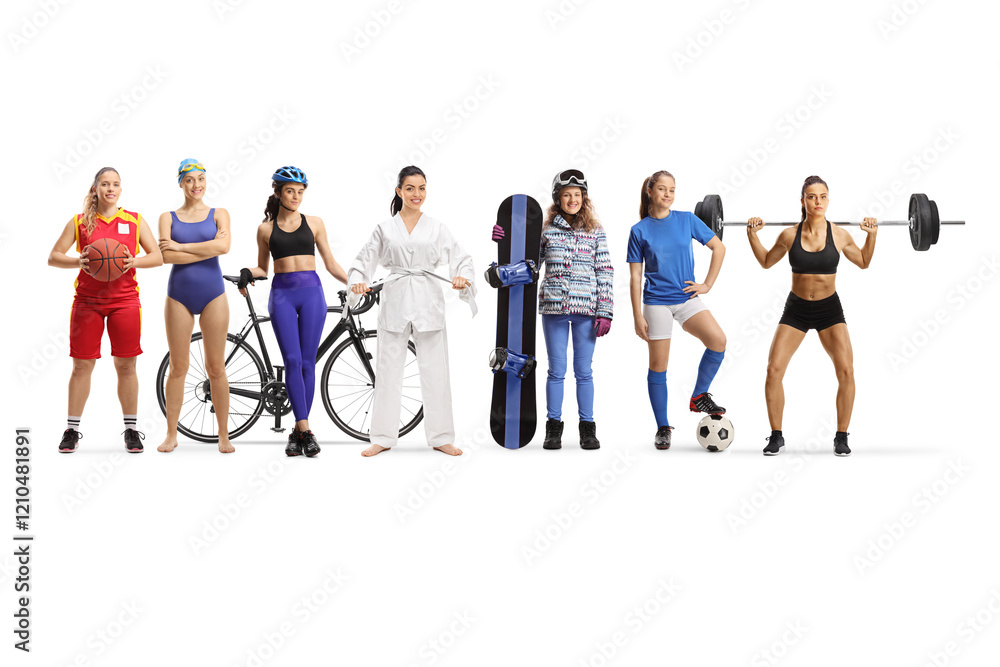Obraz premium Group of women with different sport hobbies
