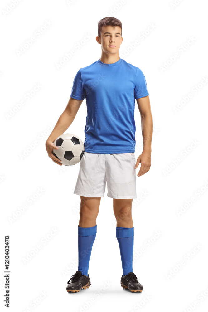 Young football player with a ball