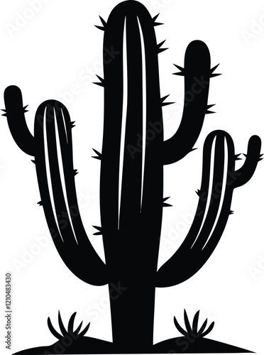 Cactus silhouette,Cactus black vector icon